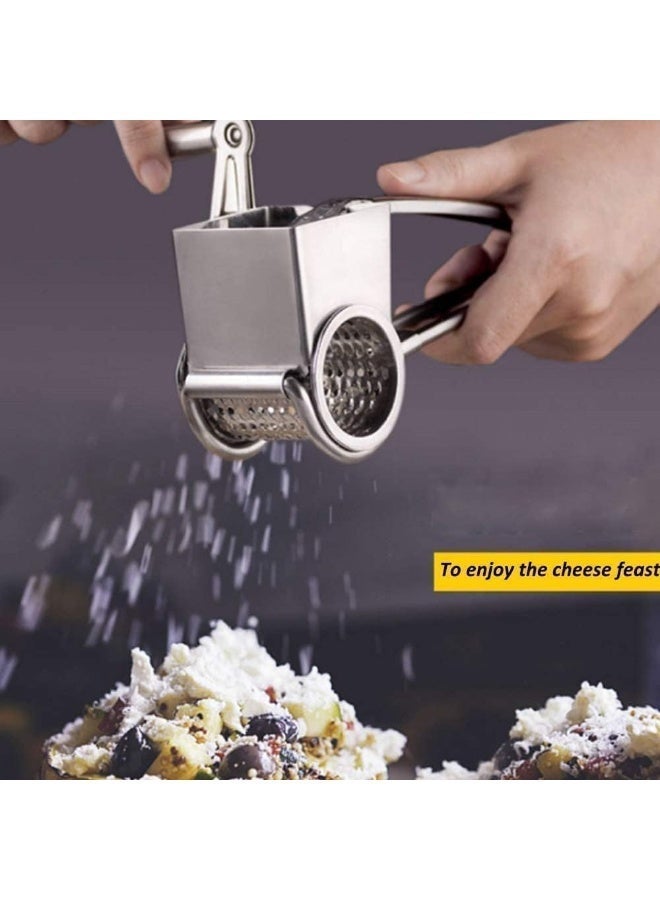 ChicAbode Rotary Cheese Grater - Stainless Steel Cylinder Grater for Shredding Cheese, Chocolate, Nuts & More, Easy to Clean & Dishwasher Safe - Image 4